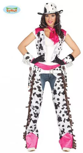 Costume Carnevale Donna COMPLETO Da Cow Girl Abito Vestito Di Halloween Cowboy