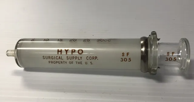 Vintage Glass Syringe 30CC Hypo Surgical Supply co