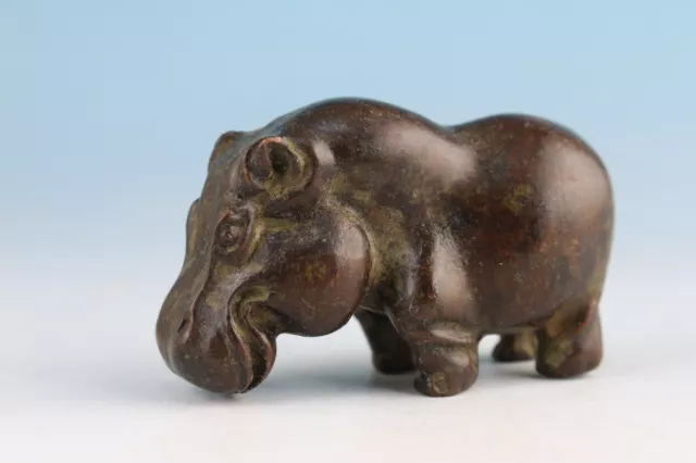 chinese bronze old hippo Hema statue figure collectable ornament table deco