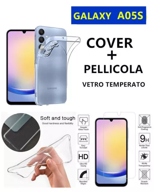 Cover Custodia Silicone TRASPARENTE  pre Samsung Galaxy A05s + PELLICOLA VETRO