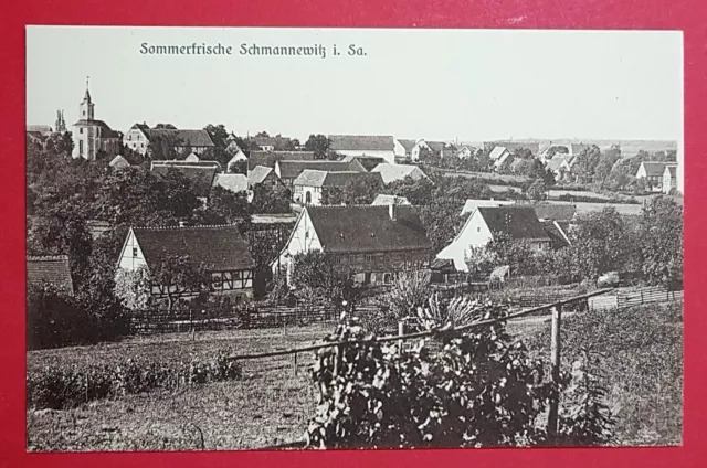 AK SCHMANNEWITZ bei Dahlen um 1910 Ortsansicht mit Kirche  ( 28476