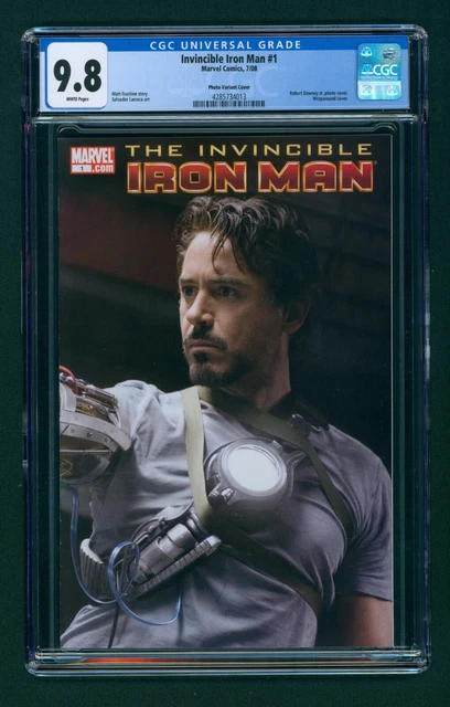 Invincible Iron Man #1 (2008) CGC 9.8 White! Robert Downey Jr Photo Variant! MCU