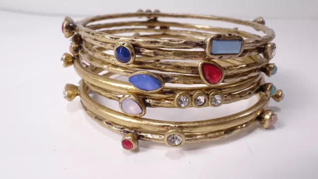 Banana Republic Women's Mixed Gem Stone Bangle bracelet Set of 8 NWOT 88