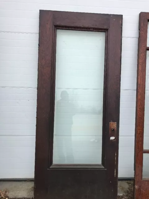 Mar 37 Antique Oak Full View Entrance Door 35.75 X 83 Beveled glass