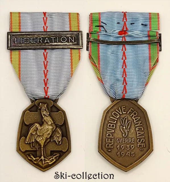 Medaglietta Commemorativa Da La Guerre 1939-1945. Clip Libération. Francia