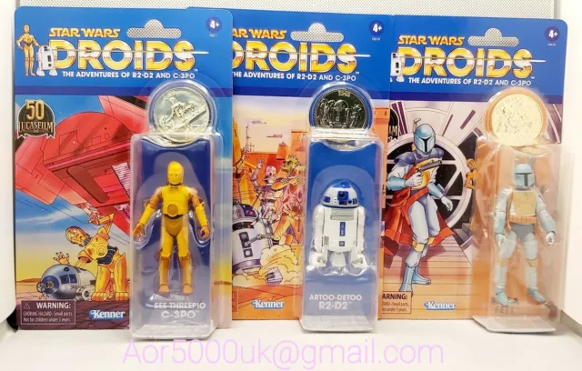 Star Wars Droids Animated Vintage Collection Boba Fett, C-3PO & R2D2 rd-d2 Coin