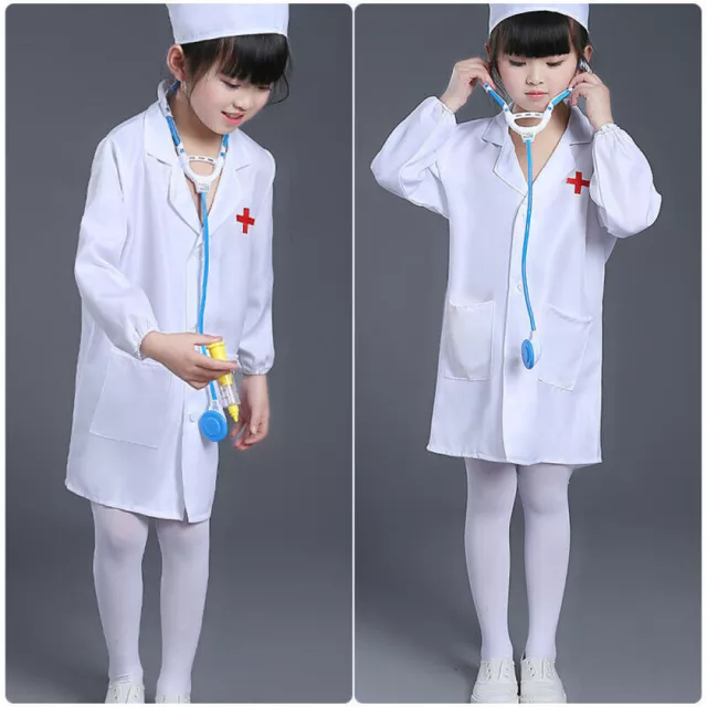 Childs Doctor Nurse Coat Fancy Dress Costume Outfit Uniform Girls Boys Kids Play