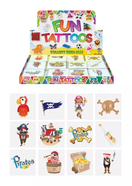 72 Temporary Tattoos Kids Childrens Girls Boys Novelty Party Loot Bag Fillers