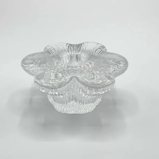 Vintage Hadeland of Norway Art Glass Flower Crystal Candle Holder Taper