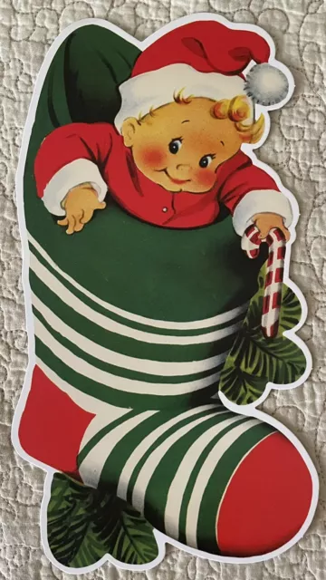 New Christmas Vintage Inspired Santa Baby Stocking Die Cut Art Craft Scrapbook