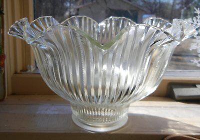 Large Holophane Style Shade 3 1/4"F Clear Crystal Scallops Ribs Decor Accents