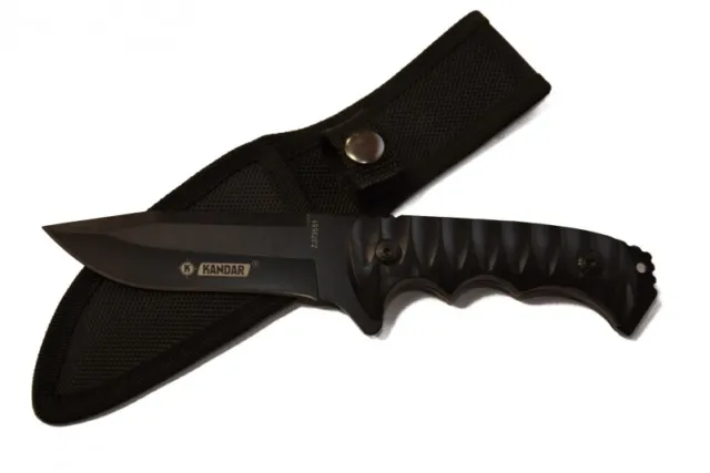 Coltello da Caccia Knife Turistico Militare Tattico Survivor Nero Black 23 CM 3