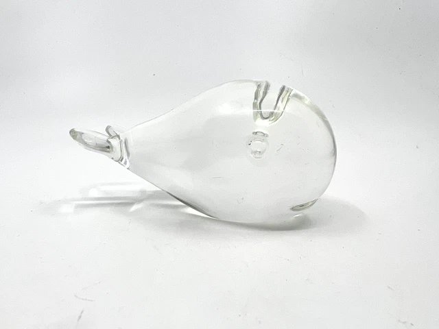Vintage Clear Glass Whale Paperweight Desktop Accessory Nautical Coastal Decor 3