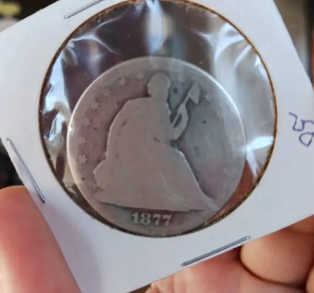 1877 Seated Liberty Half Dollar Rare Date 90% Silver