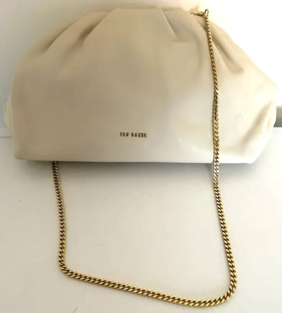 Ted Baker Abyoo gathered leather clutch bag cream