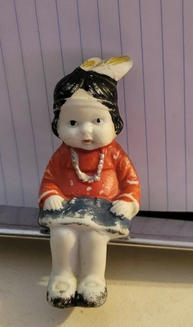 Vintage 3" Japan Porcelain Bisque Flapper Girl Doll Shelf Sitter Figurine Number
