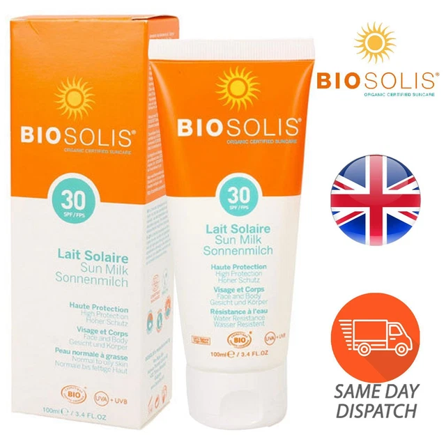 BIOSOLIS SUN MILK Organic SPF 30 100ml High Protection Normal to Oily ...