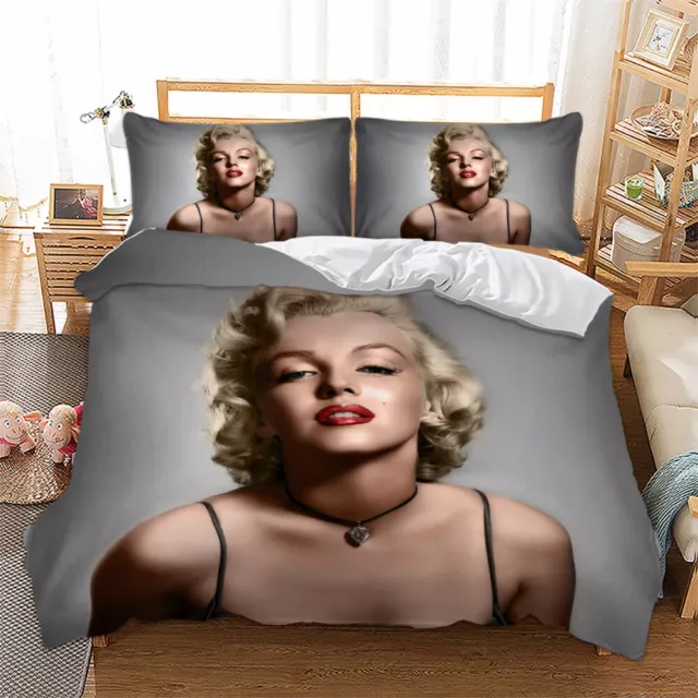 Juego de cama 3D Marilyn Monroe con fundas de almohada individual doble rey