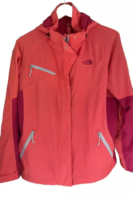 The North Face Hyvent Raincoat Large Melon/Fuscia Removable Hood Lined No Holes