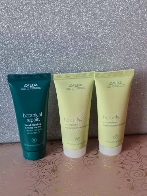 Aveda Be Curly Curl Enhancer 40 ml x 2 e crema styling riparazione botanica 40 ml, nuovo