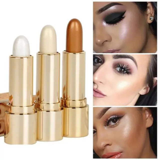 3Colors Highlighter Glow Concealer Stick Facail Makeup Brighten Shimmer`