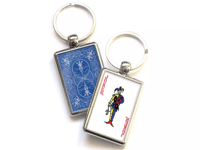 Joker Playing Card Quality Chrome Keyring Picture Both Sides Choose a Design