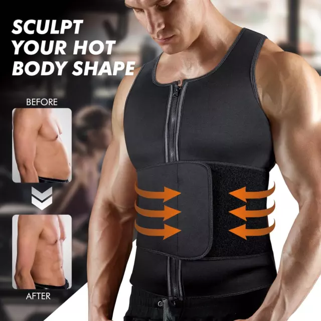SAUNA VEST WAIST Trainer for Men - Mens Sauna Suit Double Sweat Belt ...