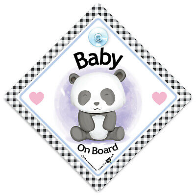 Letrero de coche a bordo de bebé panda, letrero de bebé a bordo con ventosa y bebé panda
