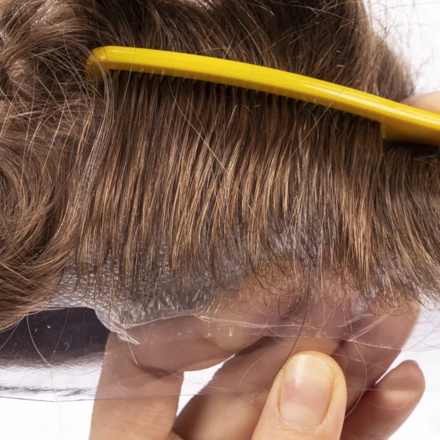 GEX Echthaar Toupet für Männer Haarteile Herrenperücke 0.04mm Skin/Folien Basis 3