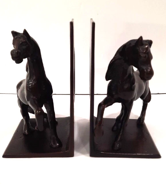VTG Cast Iron Horse Bookends w/ Bronze Finish Japan Wildwood Imports 6"H