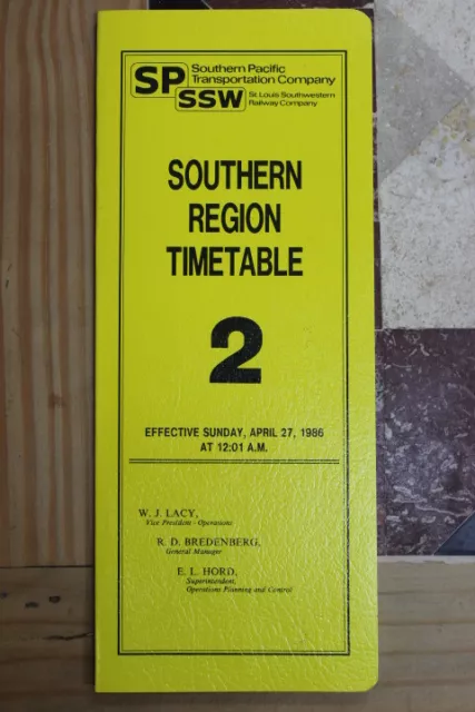 Sp-Southern Pacific Southern Region Employee Timetable #2 April 27,1986-Mint