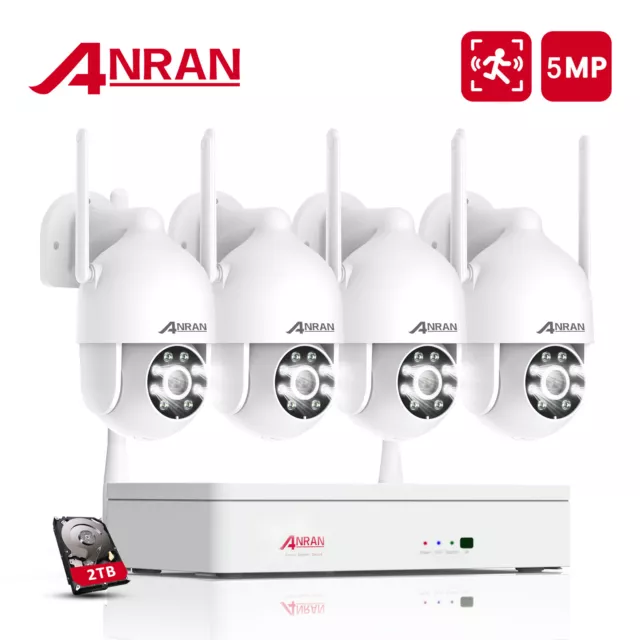 Überwachungskamera Set 360° PTZ WLAN CCTV Audio 5MP Kamera System 2TB Außen Funk