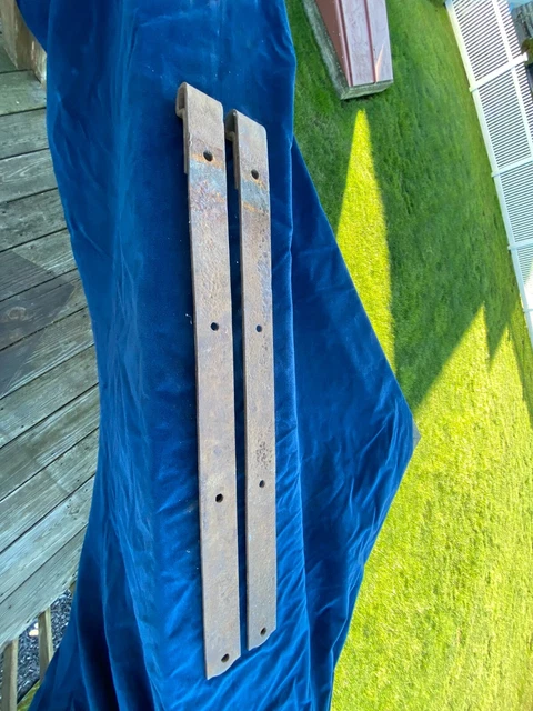 2 vintage barn door strap hinges 36" Long 2.5" wide Wrought Iron Cast Metal 11