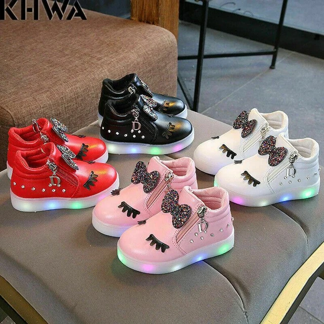 Kids LED Luminous Shoe Sneakers Flashing Children Girls Light Up Trainers New UK