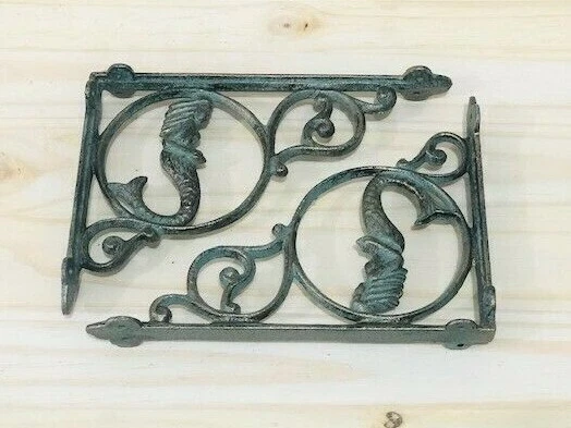 10 Cast Iron NAUTICAL MERMAID Brackets Garden Braces Shelf Bracket Corbel Beach