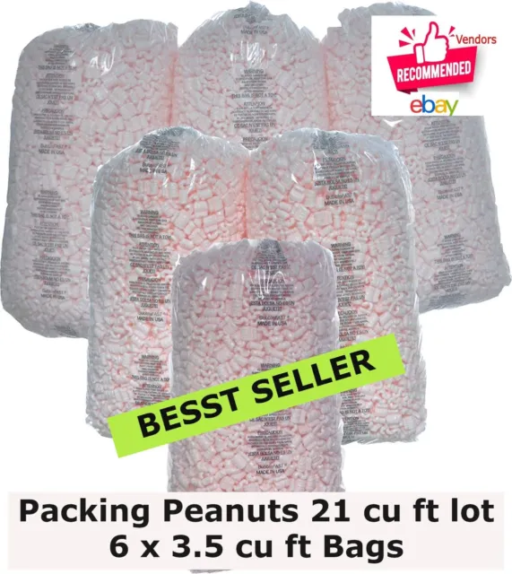Packing Peanuts 21 cu ft 6 Bags Pink Anti Static Popcorn Free Shipping US Seller