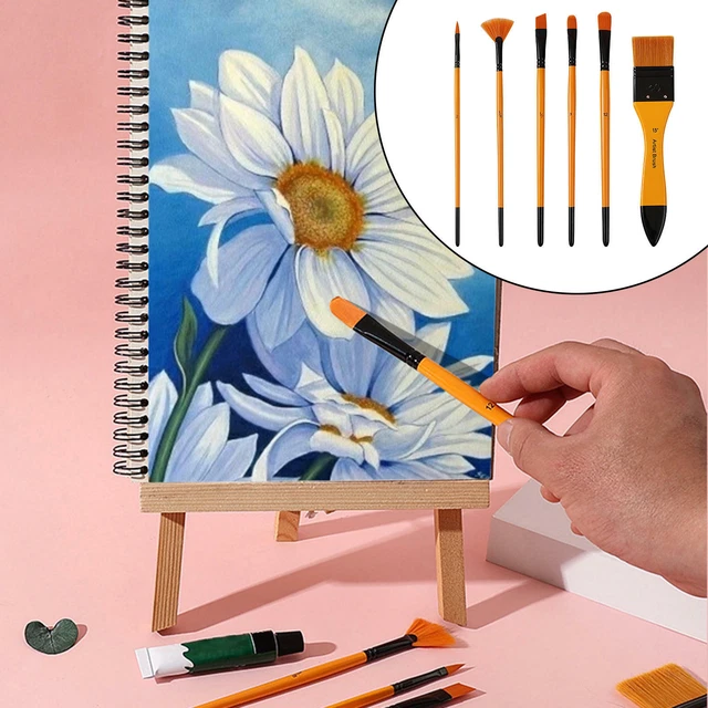6 pezzi Manico in legno Artista Pennelli in nylon Pennello per pittura a