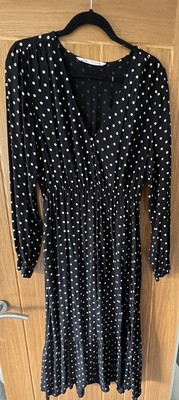 zara polka dot dress black and white size medium good condition occasion wear