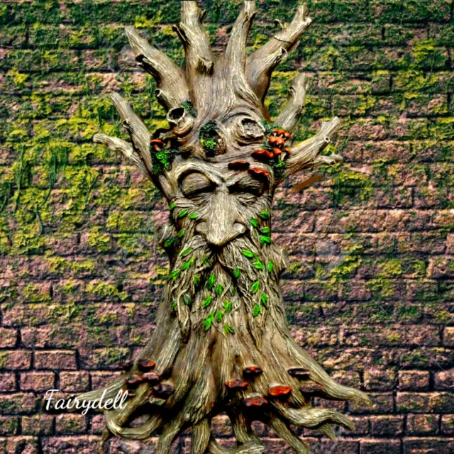 Green Man Of The Forest Wood Spirit Tree Trunk Face Pagan Wall Hanging 32.5cm