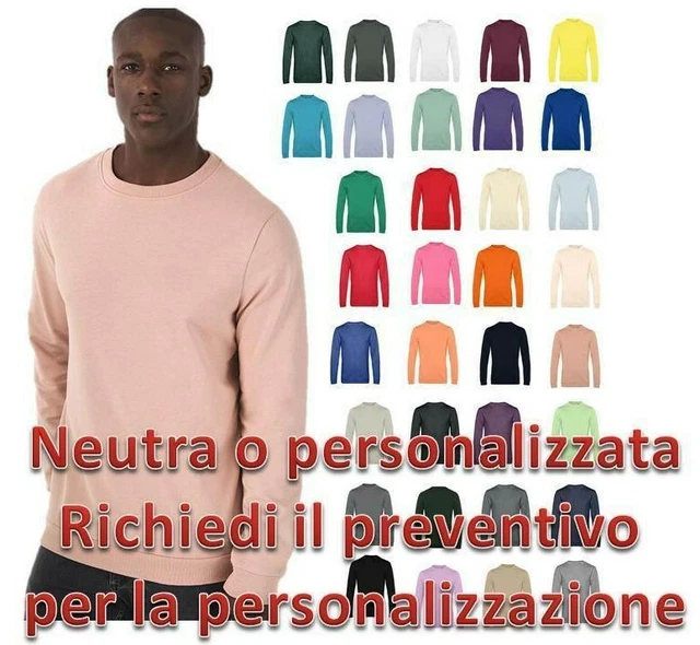 Felpa Girocollo Da Uomo Felpata in Cotone Raglan B&C Maglia da Lavoro Sport