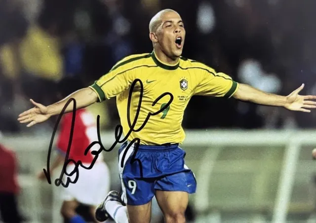 Ronaldo Nazario Signed Barcelona Autógrafo Futbol Soccer Autograph Brazil photo