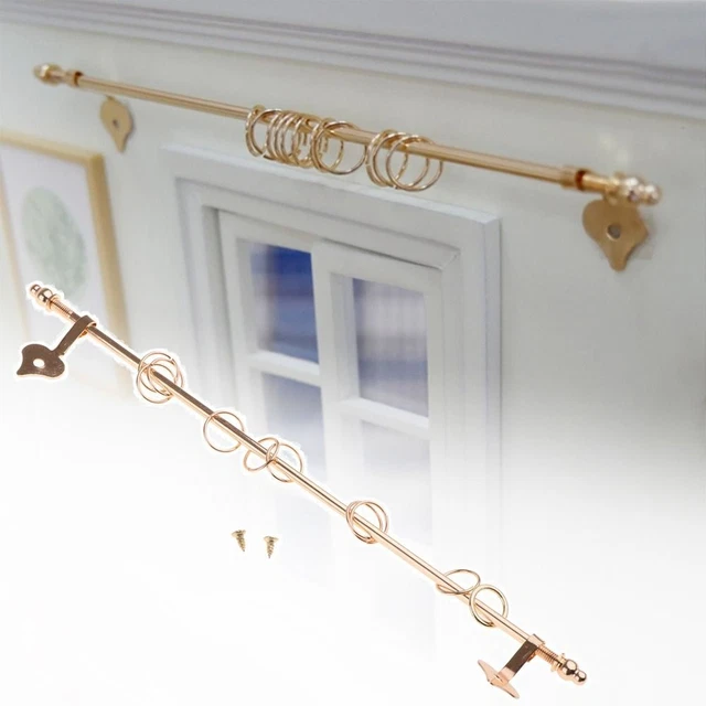 Miniature Curtain Rod Dollhouse Curtain Pole Mini Hardware With Screws Rings