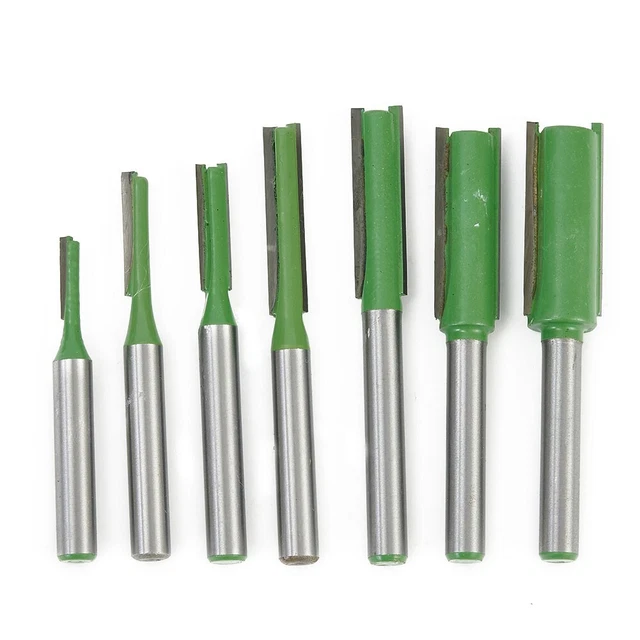 Ensemble de bits de routeur droit à tige de 6 mm de qualité professionnelle 7