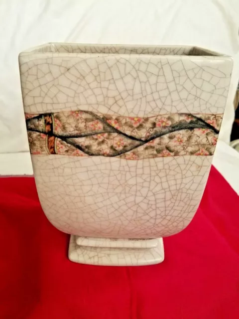 Vintage Asian Tall Vase With Crackle Glaze Made in Thailand 3