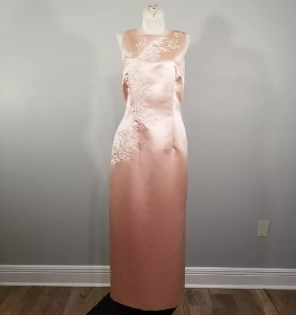 Donna Morgan Womens Dress Size 6 Peach Maxi Vintage Cocktail Party Long Gown Sz6