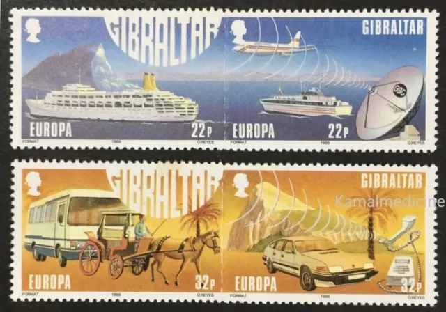 Gibraltar 1988 MNH 4v, Transport Communication Europa Aviation Horse-Drawn Carri