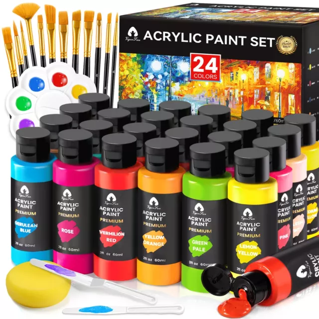 Acrylic Paint Set for Kids with Brushes and Palette (12 Colors, 18 Pieces)