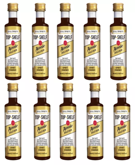 10 x Still Spirits Top Shelf Aussie Gold Rum Flavouring Essences 50ml Home Brew