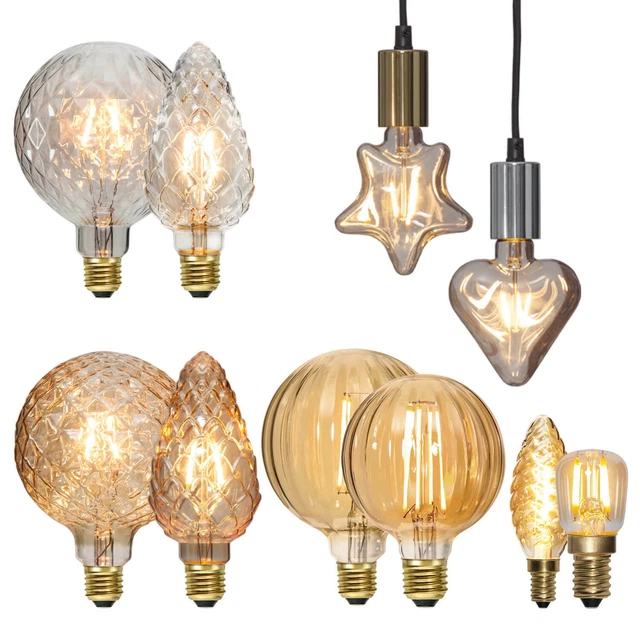 LED E27 E14 Deko Leuchtmittel Filament Retro Vintage warmweiß Herz Stern Birne