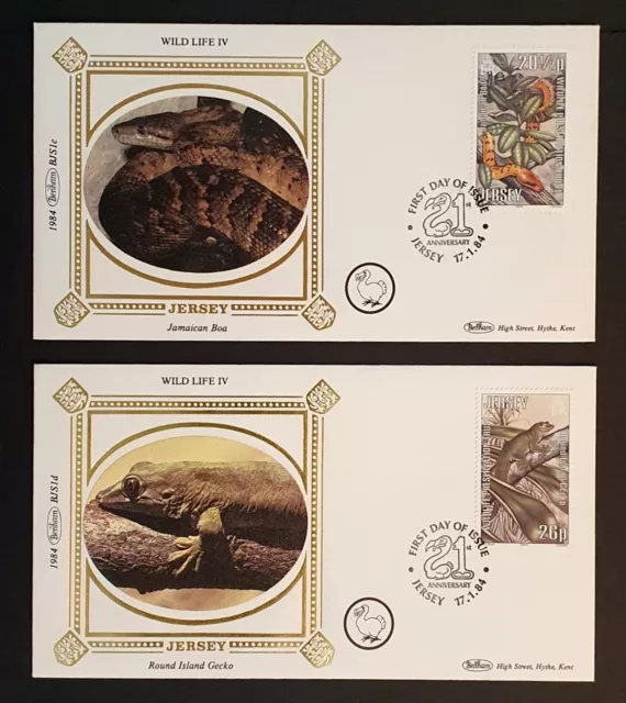 JERSEY STAMPS 1984 BENHAM SILK FIRST DAY COVERS x 2 WILDLIFE IV ...